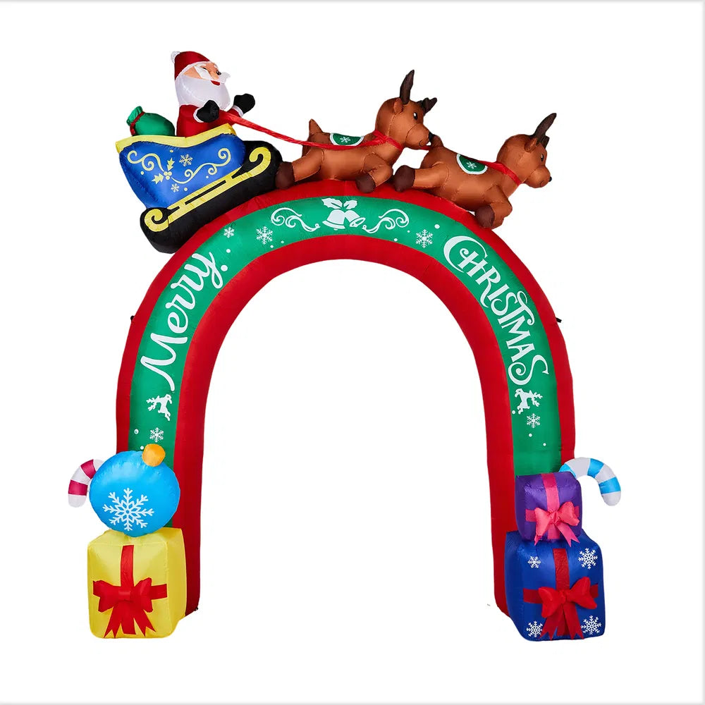 Inflatable Christmas arch with reindeer and sleigh