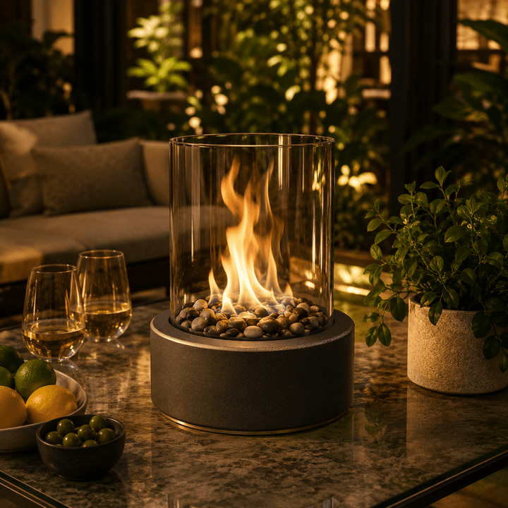 Colverro™ Tabletop Bioethanol Fire Pit with Real Flames and Glass Panels