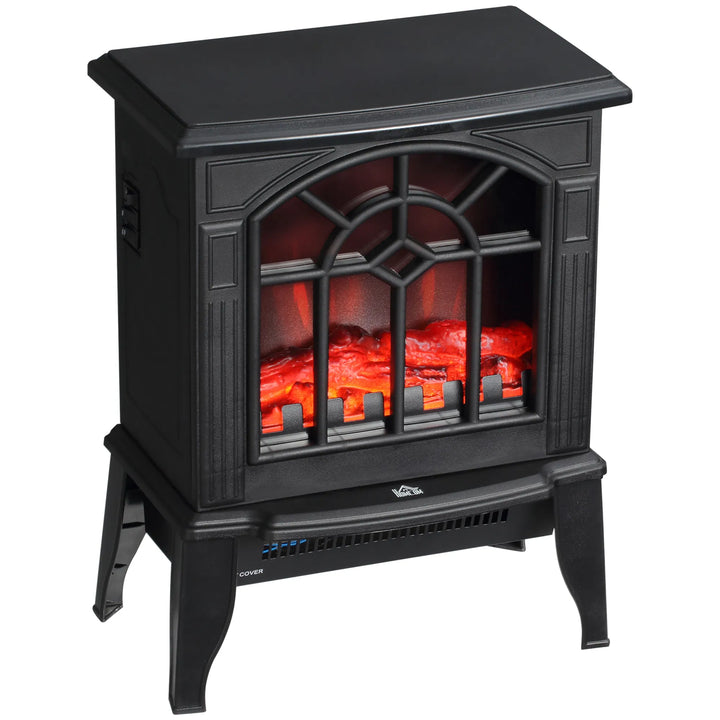 Compact black electric stove with arched glass window
