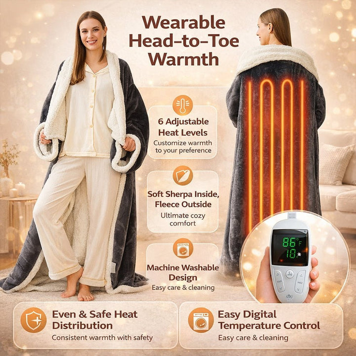 Colverro™ Heated Wearable Blanket with Sleeves and Foot Pocket