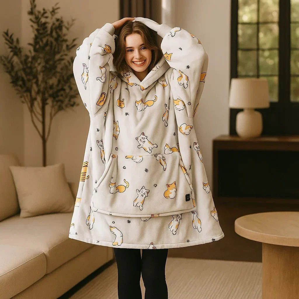 Colverro™ USB Heated Blanket Hoodie with Soft Flannel and Big Front Pocket