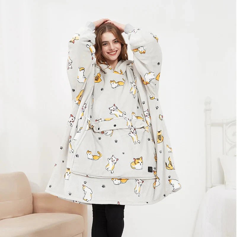 Colverro™ USB Heated Blanket Hoodie with Soft Flannel and Big Front Pocket