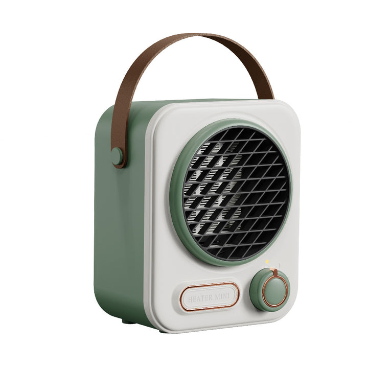Retro desk space heater with leather handle