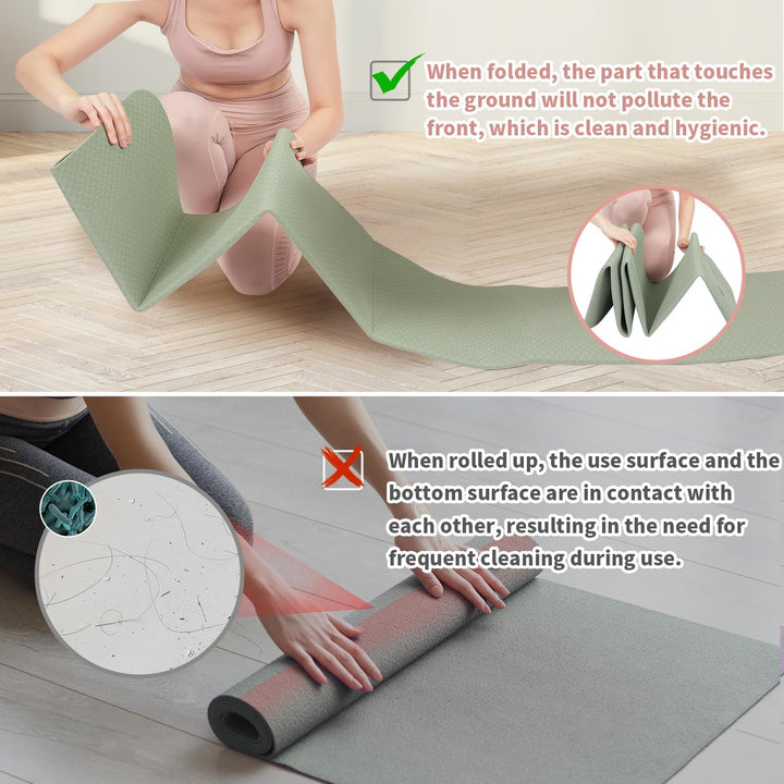 Colverro™ Foldable Yoga Mat with Non-Slip Dual-Sided Grip, 6 mm Thick