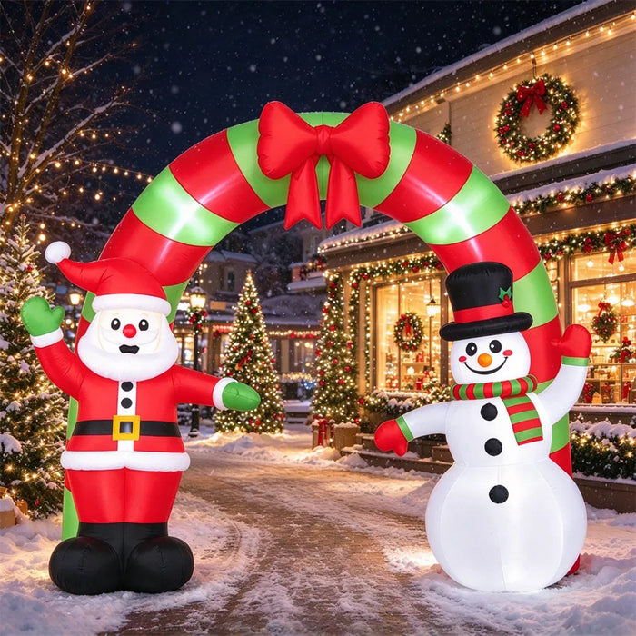 Colverro 10 ft Inflatable Christmas Archway with Santa and Snowman
