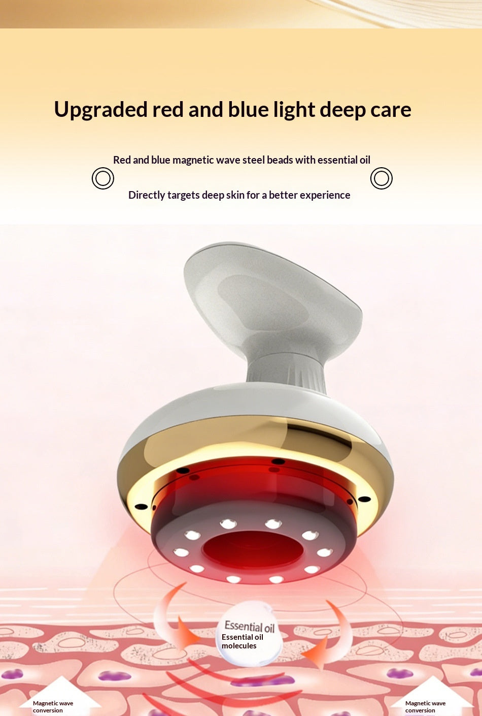 Handheld gua sha cupping massager with glowing heated base