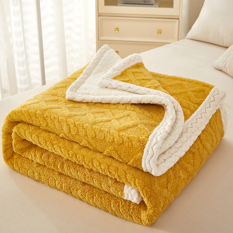 Thick coral fleece sherpa blanket folded