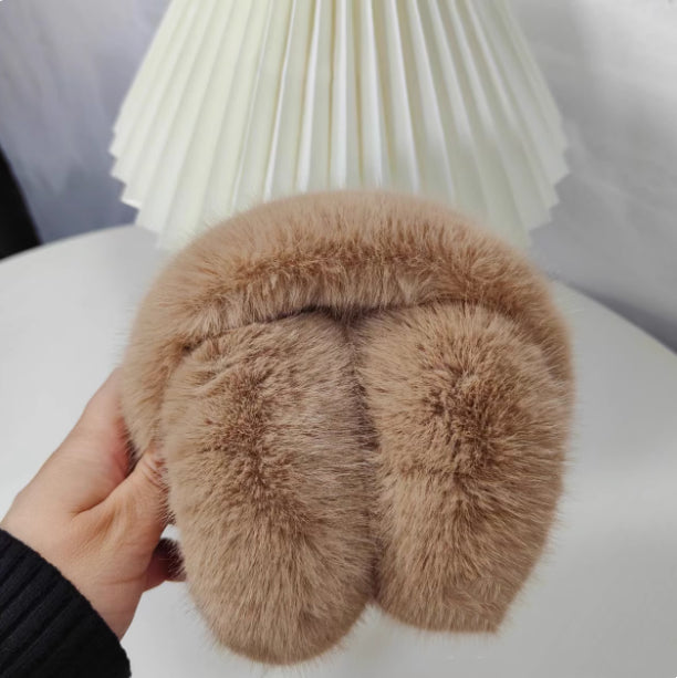 Fluffy white faux fur earmuffs
