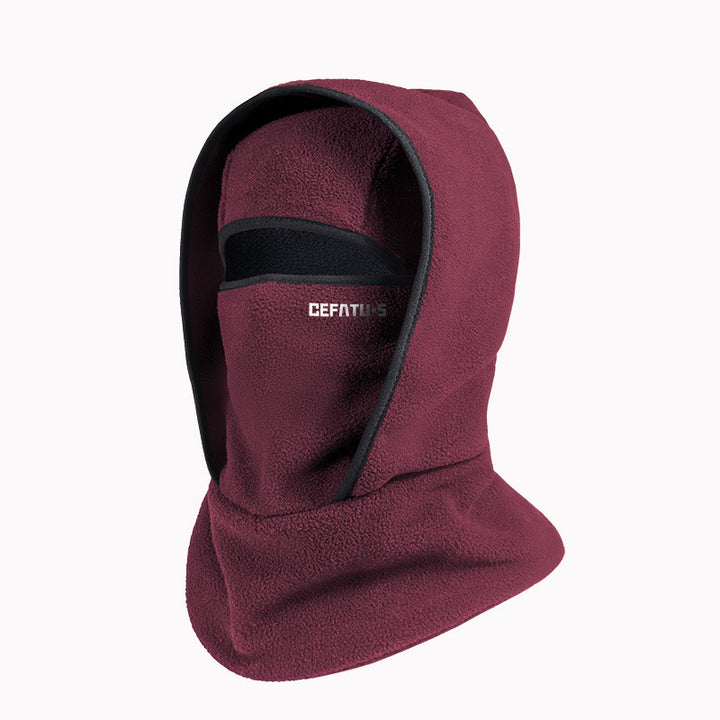 Black polar fleece balaclava with eye opening