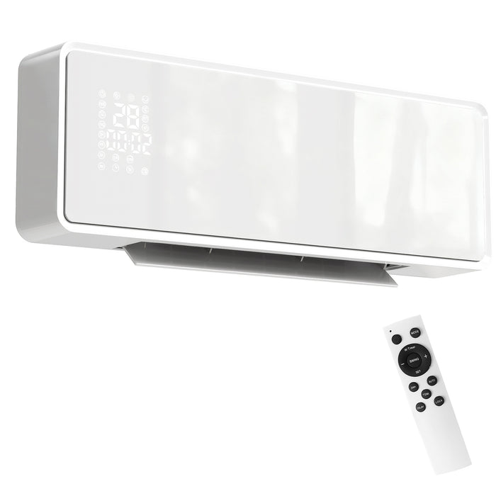 Colverro White Wall Heater 2000W with Glass Panel and Remote
