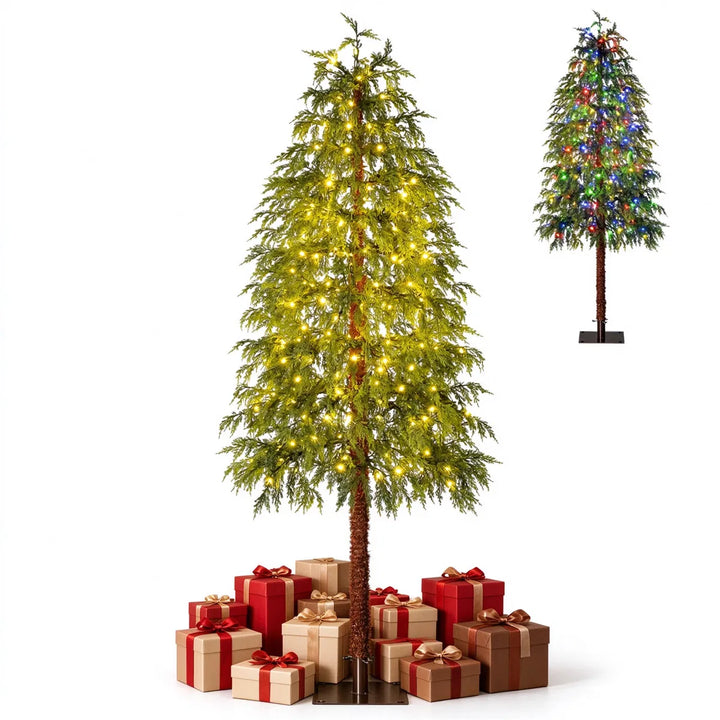 Slim cypress Christmas tree with color lights