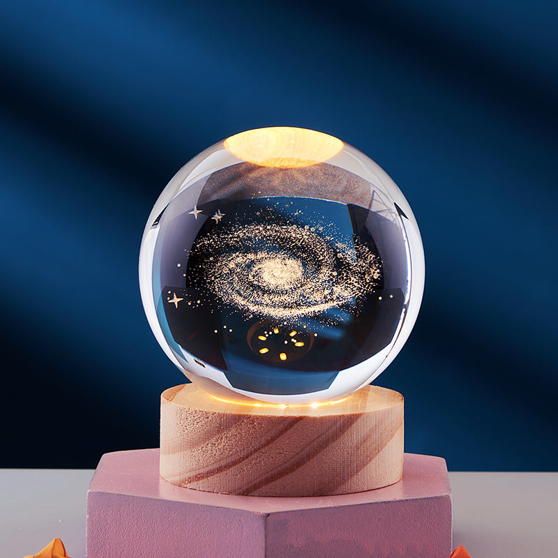 3D Crystal Ball Night Light, Solar System and More, 6 or 8 cm