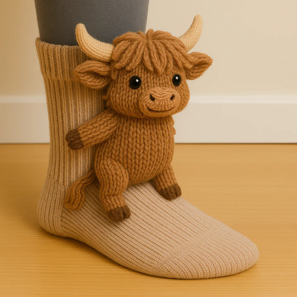 Socks with 3D crochet sloth on ankle