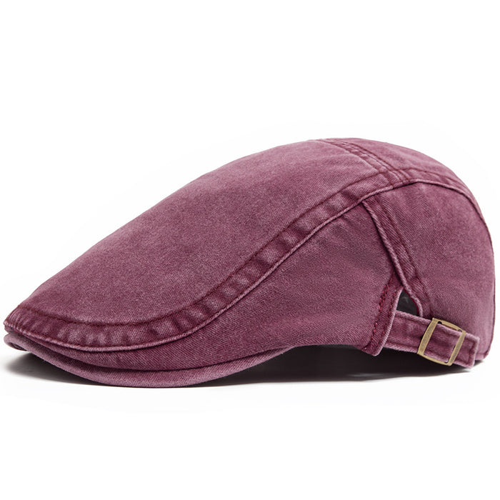 Colverro Washed Denim Flat Cap with Buckle Back
