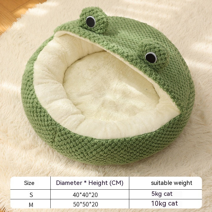 Frog Shape Plush Pet Bed for Cats and Small Dogs
