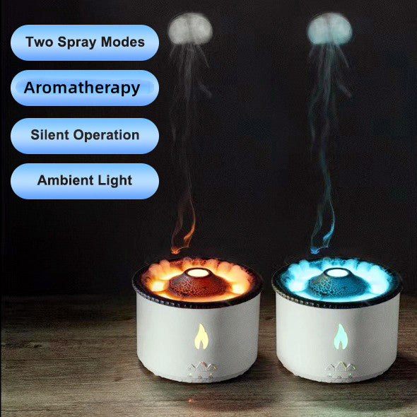 Volcano Flame Diffuser with Jellyfish Mist Rings and Timer