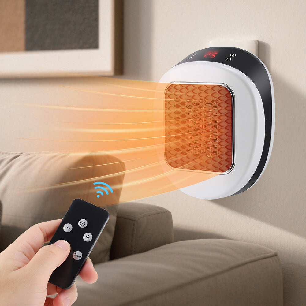 White plug-in wall outlet heater with LED display