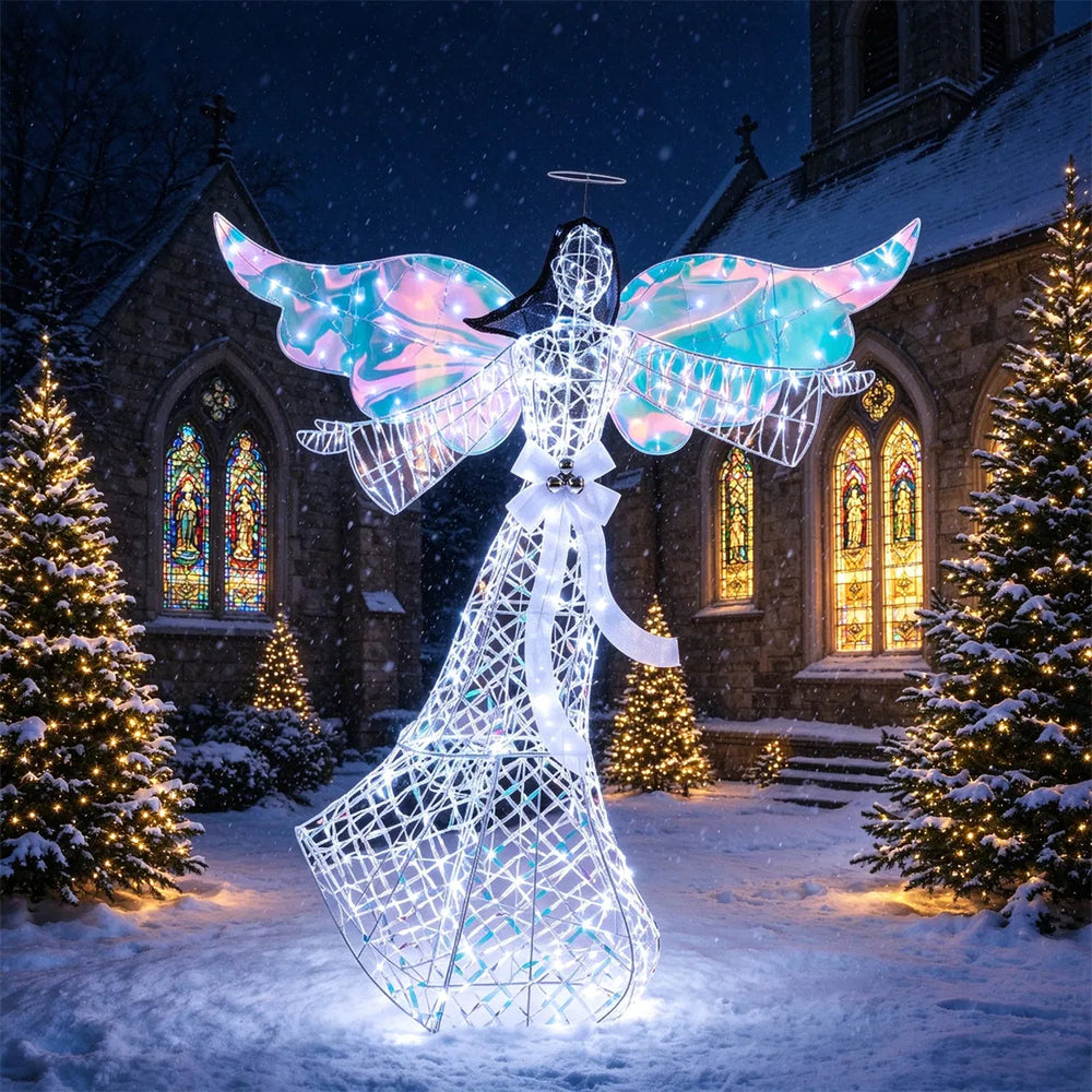Lighted iridescent Christmas angel figure