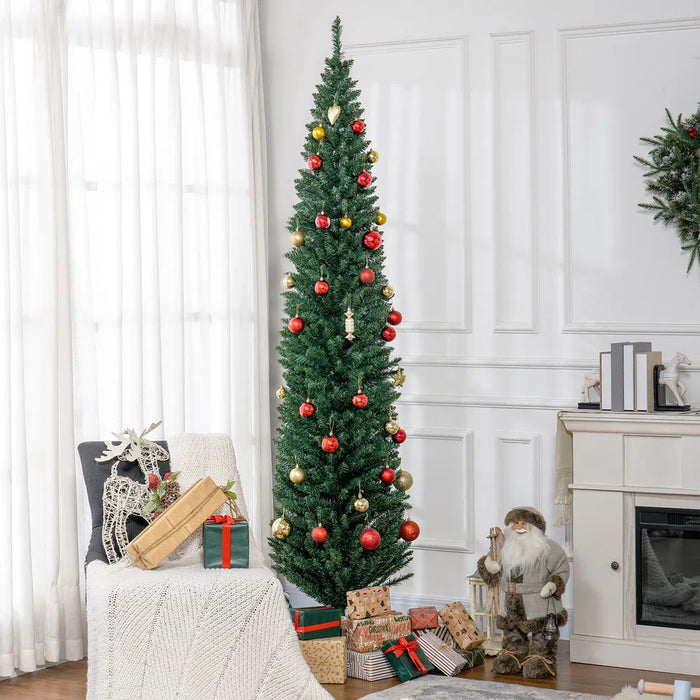 Colverro 8 ft Green Pencil Christmas Tree, Unlit with 618 Tips