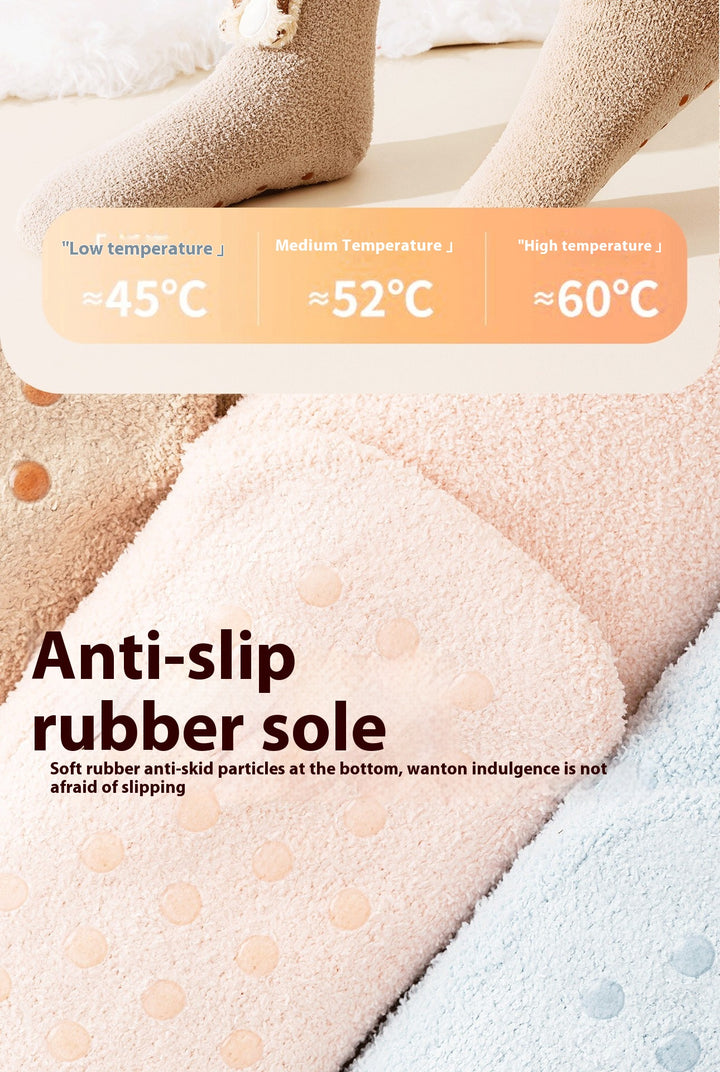 Fleece-lined heated socks with a duck design
