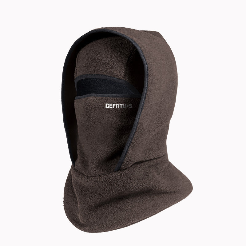 Black polar fleece balaclava with eye opening