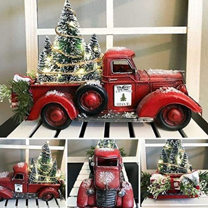 Colverro™ Red Farm Truck Christmas Decoration with Lighted Trees