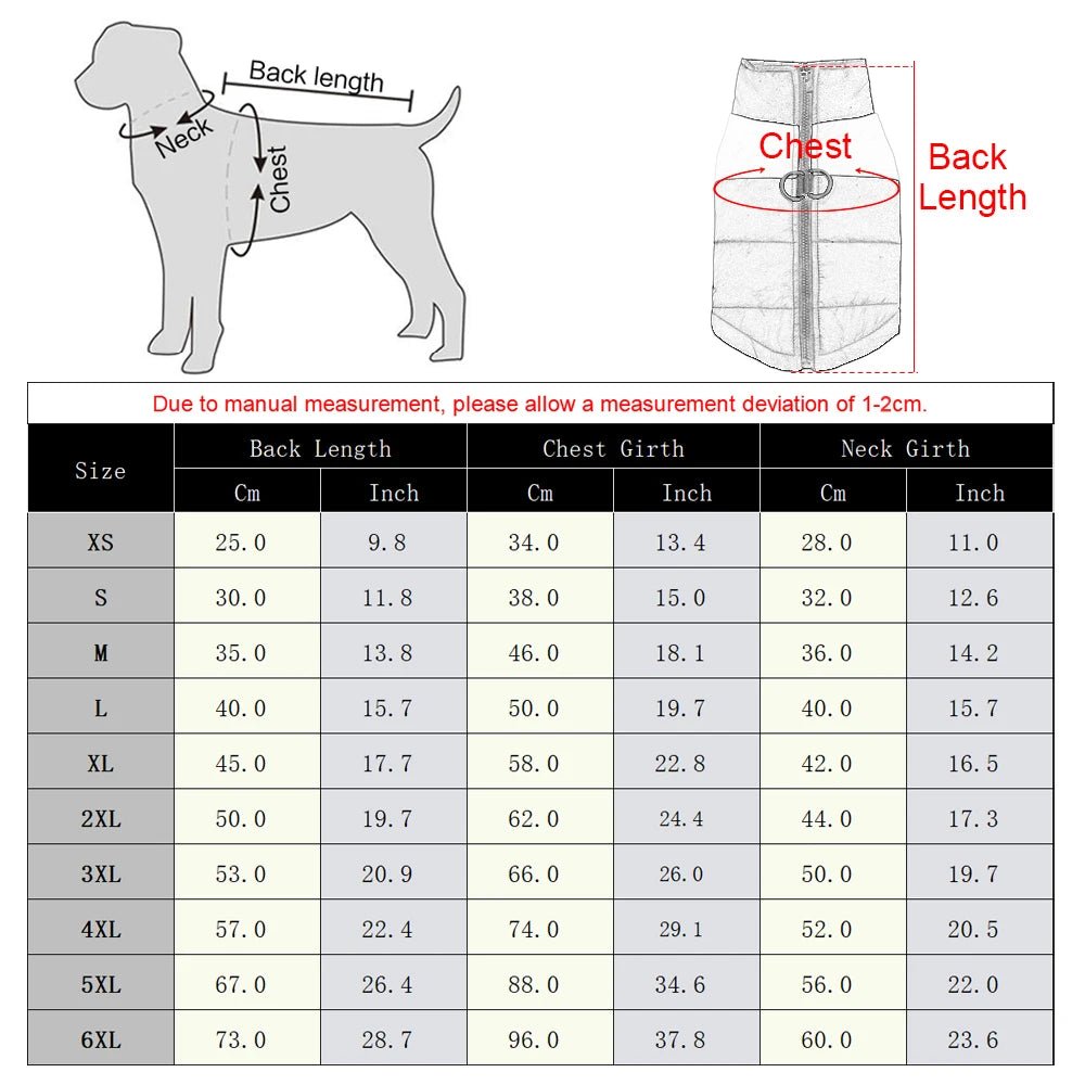 Colverro™ Waterproof Winter Dog Jacket with D-Ring for Small to Large Dogs