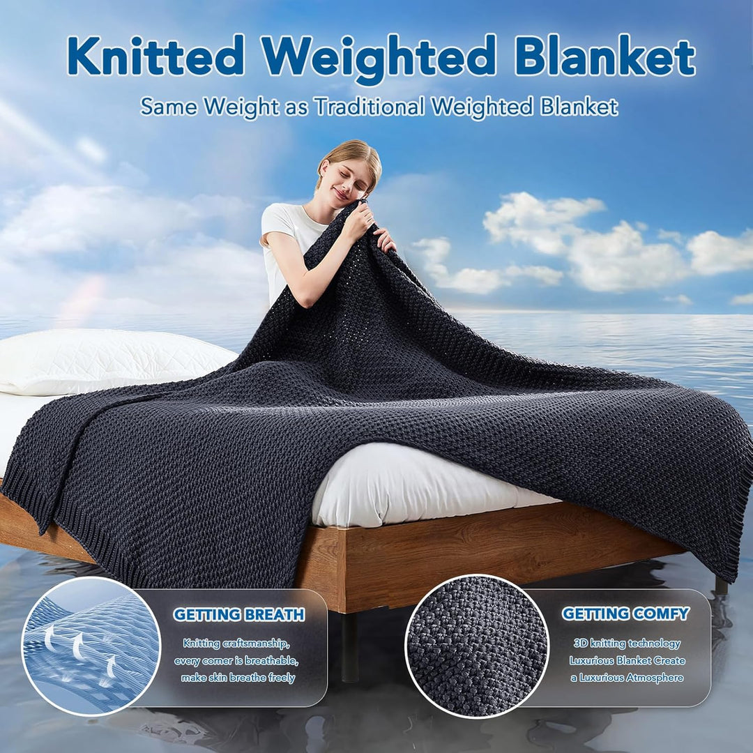 Colverro™ Chunky Knit Weighted Blanket in Breathable Cooling Microfiber