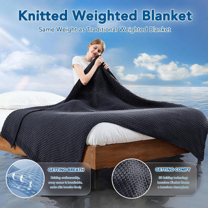 Colverro™ Chunky Knit Weighted Blanket in Breathable Cooling Microfiber