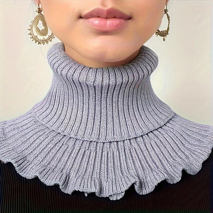Colverro™ Knit Turtleneck Collar Scarf – Ruffle Trim, Windproof Warmth