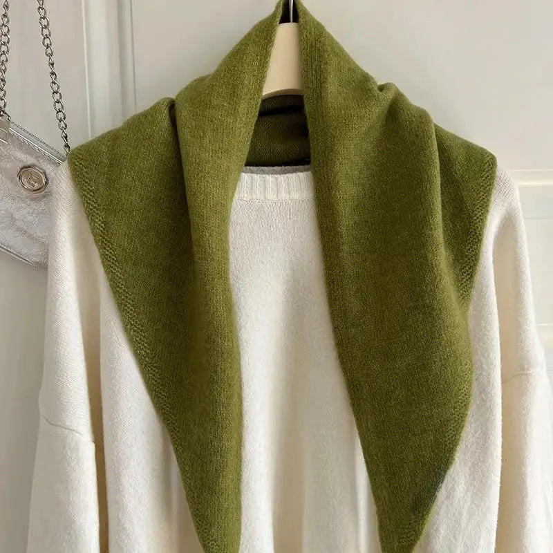 Colverro™ Korean-Style Triangle Knit Scarf for Women – Light &amp; Cozy