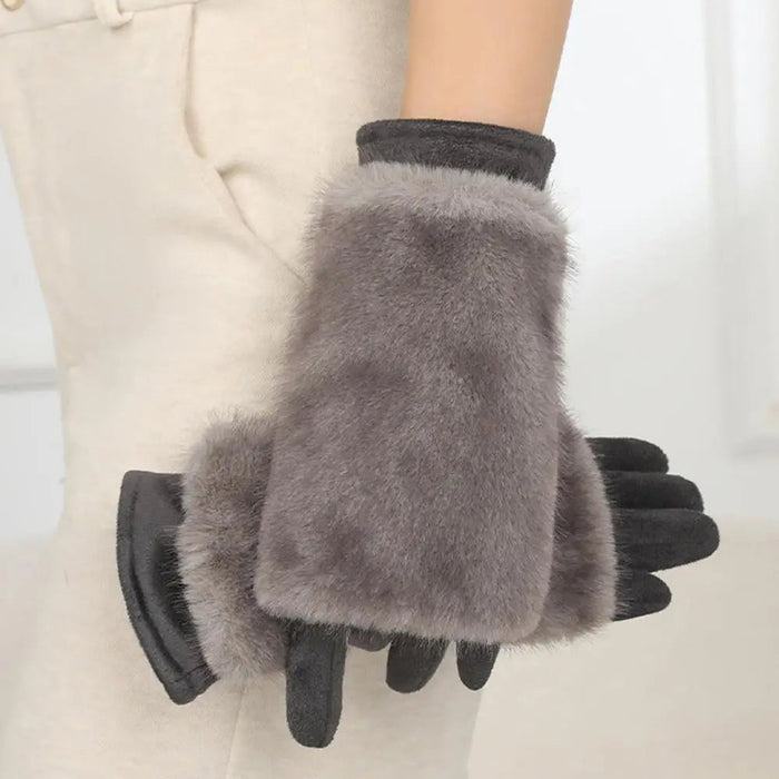 Colverro™ Suede Touchscreen Winter Gloves with Cozy Fur Trim