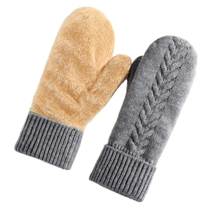 Colverro™ Fleece-Lined Double-Layer Knit Mittens with Long Cuffs