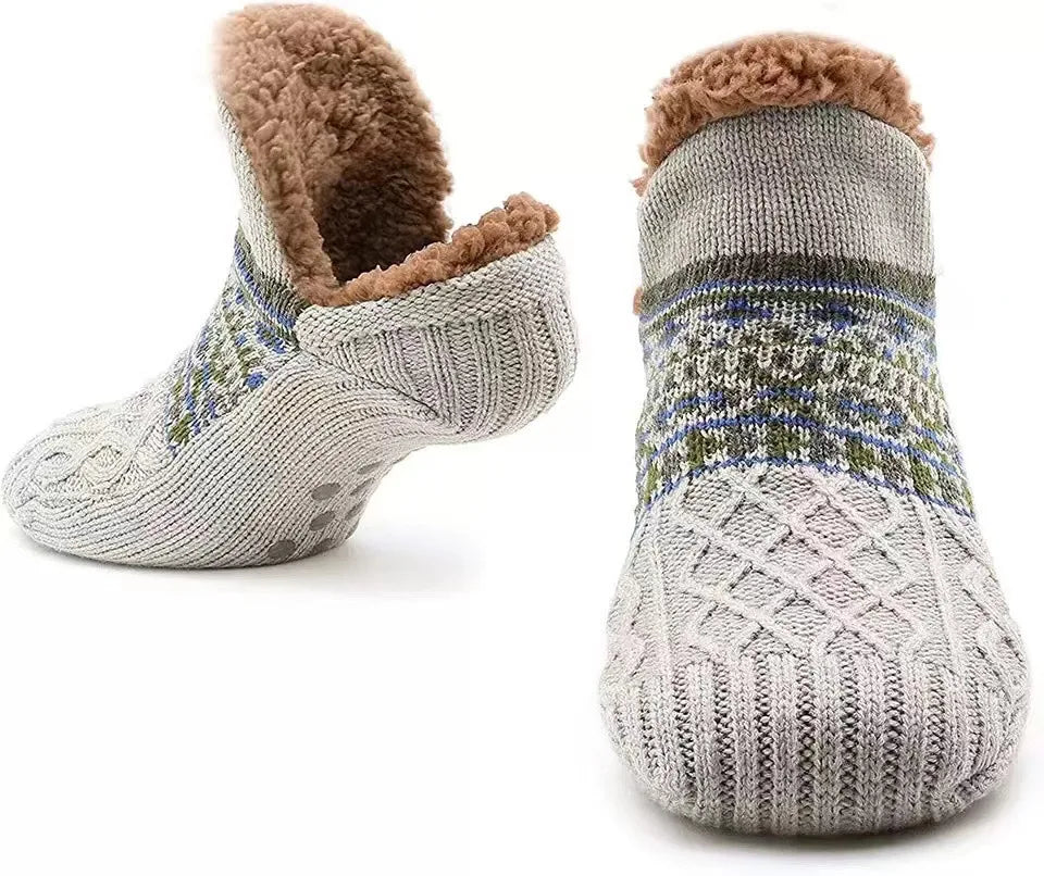 Colverro™ Snowflake Knit Fleece-Lined Socks with Non-Slip Grip Soles