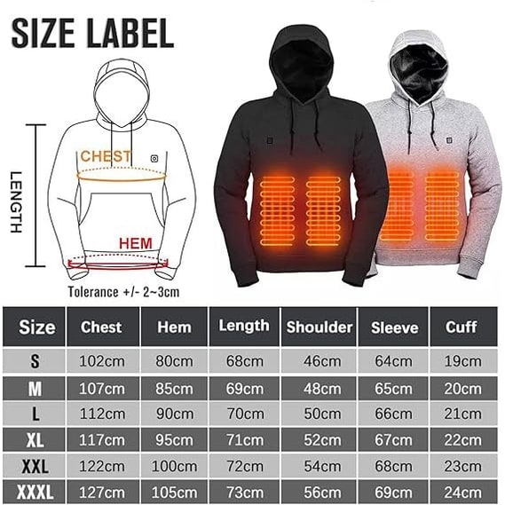 Colverro™ Zip-Up Heated Hoodie with Drawstring Hood &amp; 3 Heat Levels