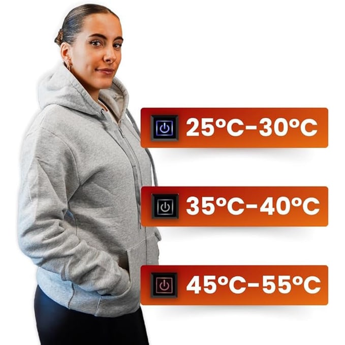 Colverro™ Zip-Up Heated Hoodie with Drawstring Hood &amp; 3 Heat Levels