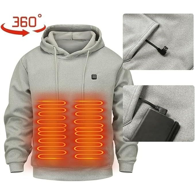 Colverro™ Zip-Up Heated Hoodie with Drawstring Hood &amp; 3 Heat Levels