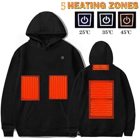 Colverro™ Zip-Up Heated Hoodie with Drawstring Hood &amp; 3 Heat Levels