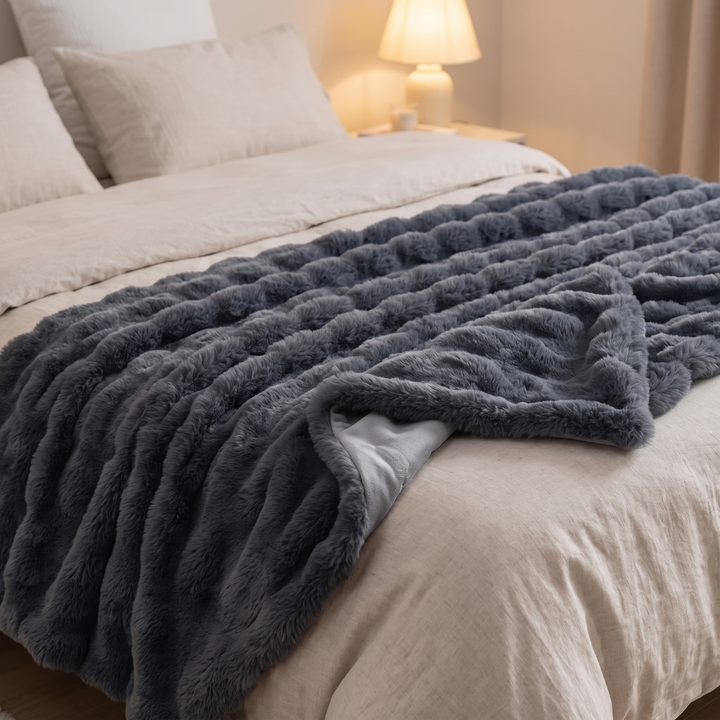 Colverro™ Double-Lined Rabbit Faux Fur Throw with Real Weight