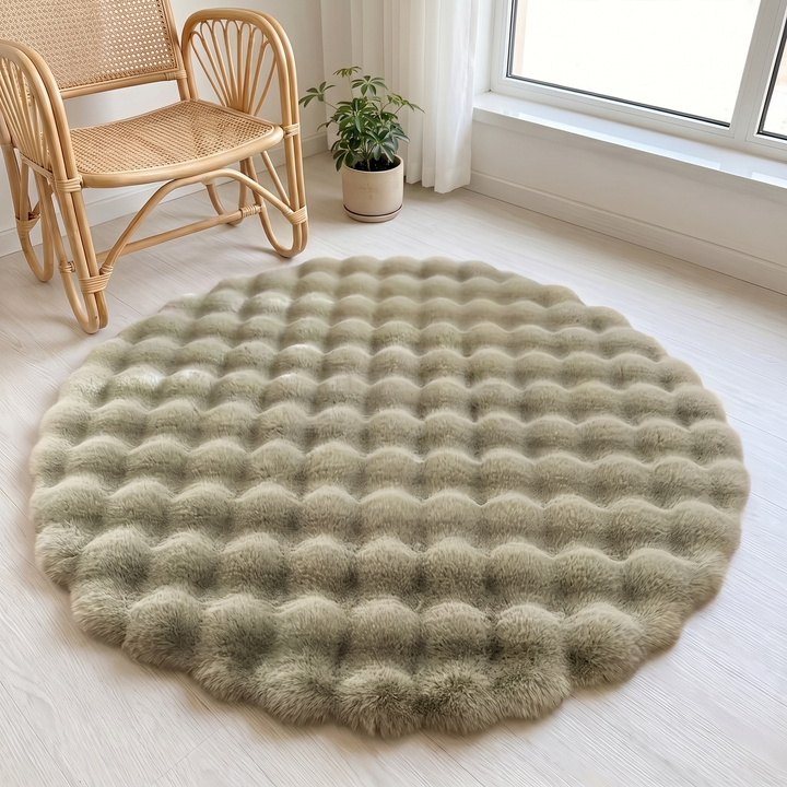 Colverro™ Round Fluffy Bubble Rug in Dense, Soft Fleece for Cozy Rooms