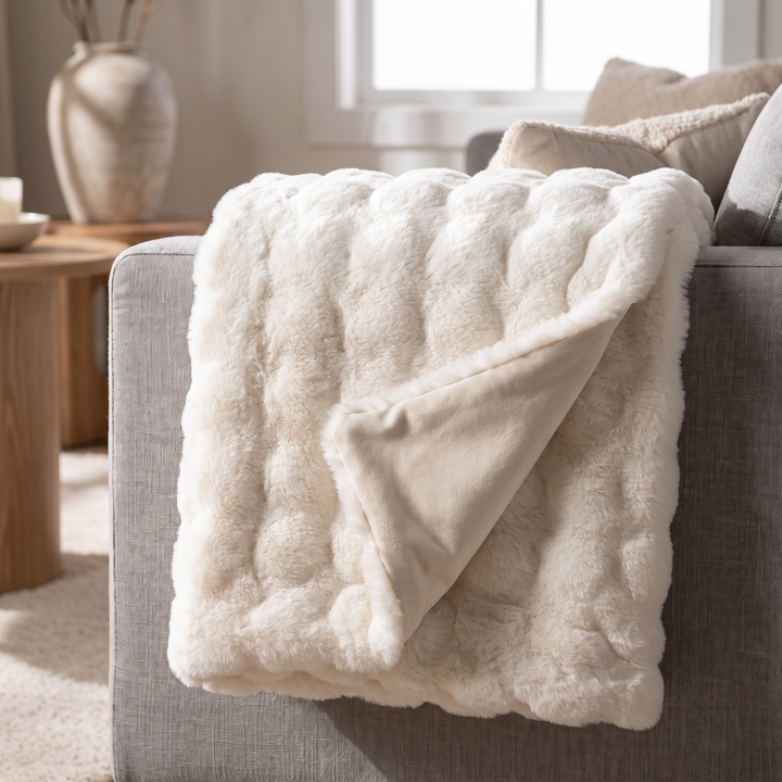 Colverro™ Double-Lined Rabbit Faux Fur Throw with Real Weight