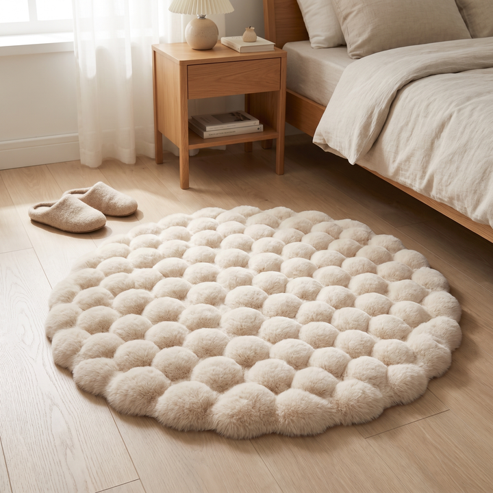Colverro™ Round Fluffy Bubble Rug in Dense, Soft Fleece for Cozy Rooms
