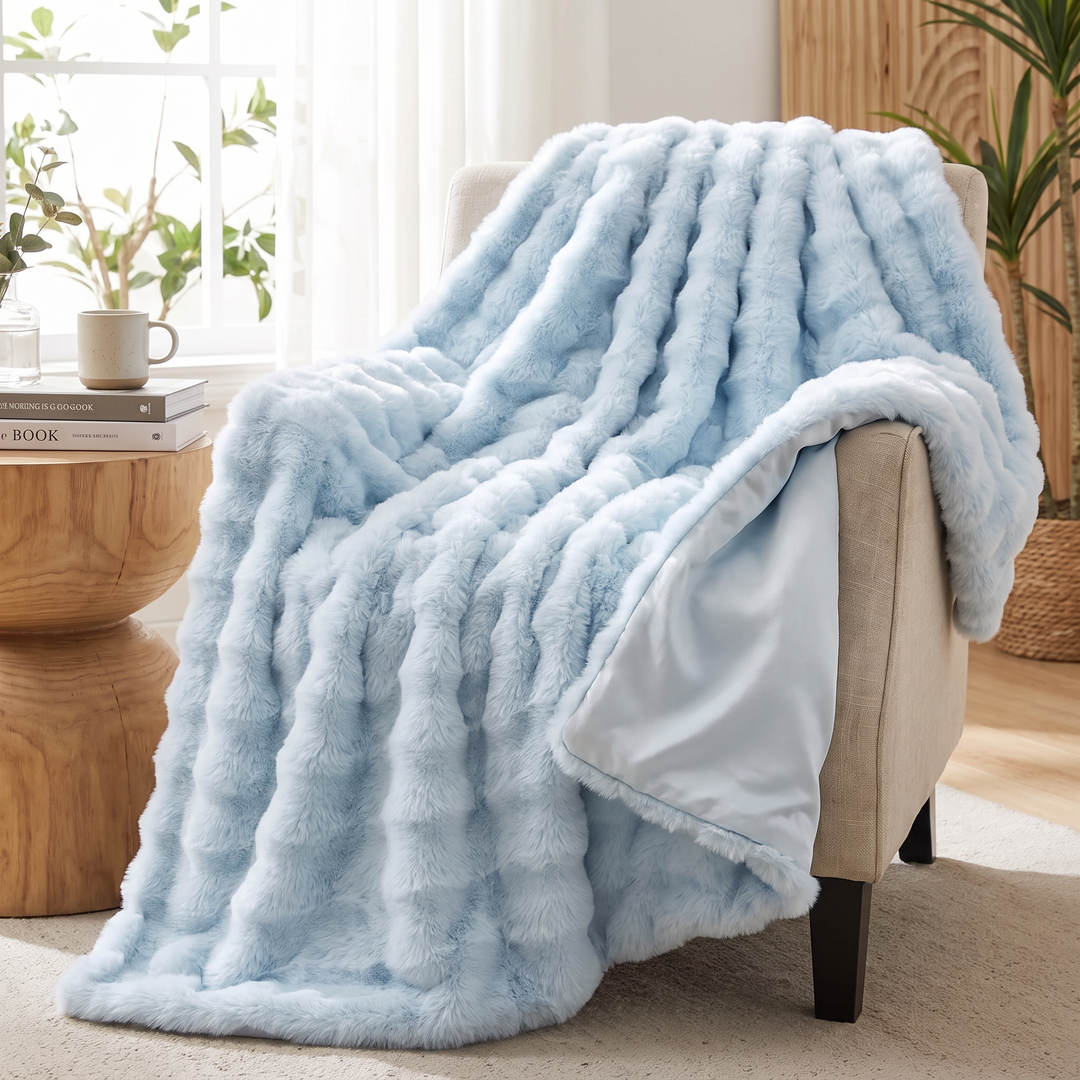 Colverro™ Double-Lined Rabbit Faux Fur Throw with Real Weight