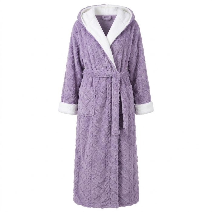 Colverro™ Long Plush Hooded Robe with Two Large Front Pockets