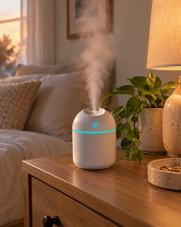 Colverro™ Mini USB Cool Mist Humidifier with Color-Changing Night Light