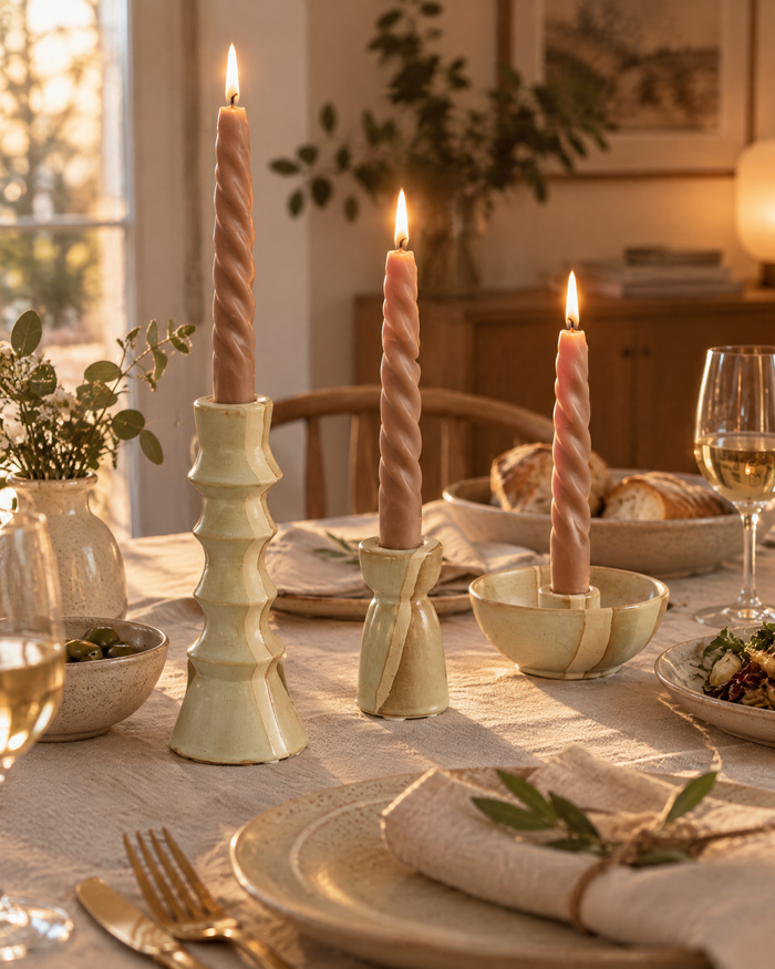 Colverro™ Ceramic Taper Candle Holders in Modern Nordic Shapes