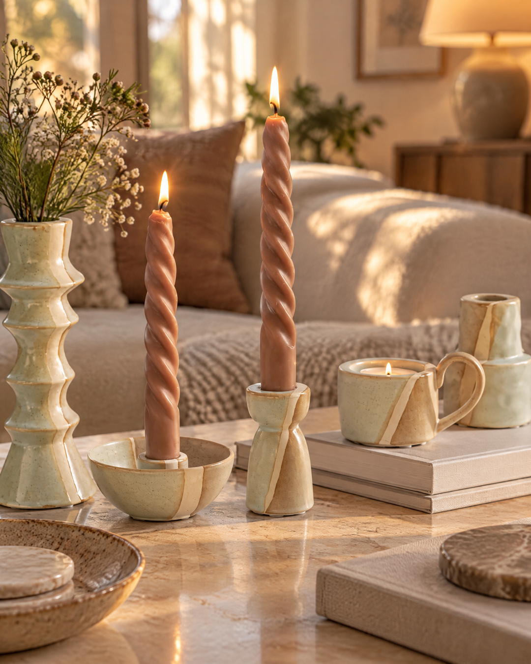Colverro™ Ceramic Taper Candle Holders in Modern Nordic Shapes