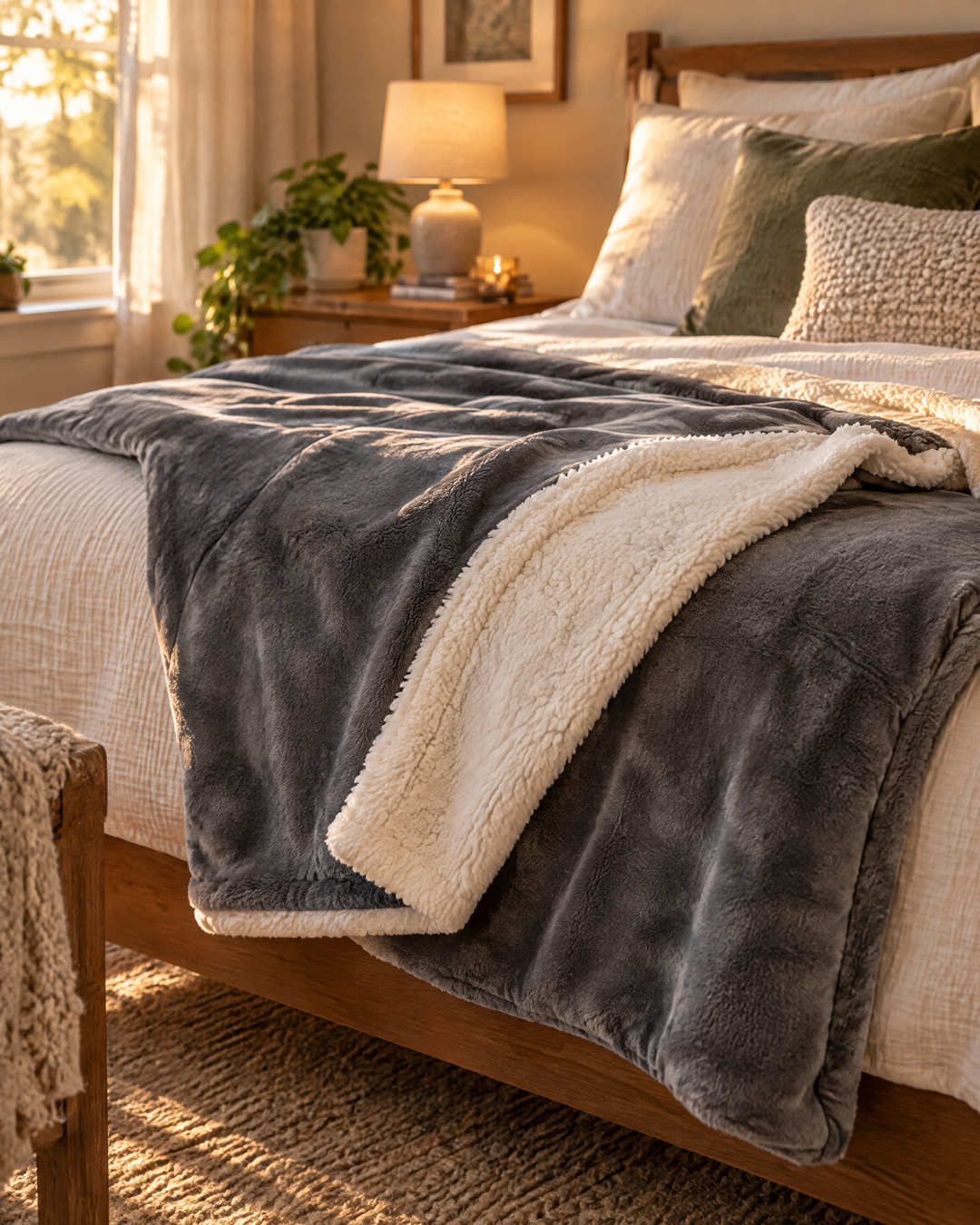 Colverro™ Velvety Fleece and Sherpa Reversible Throw Blanket