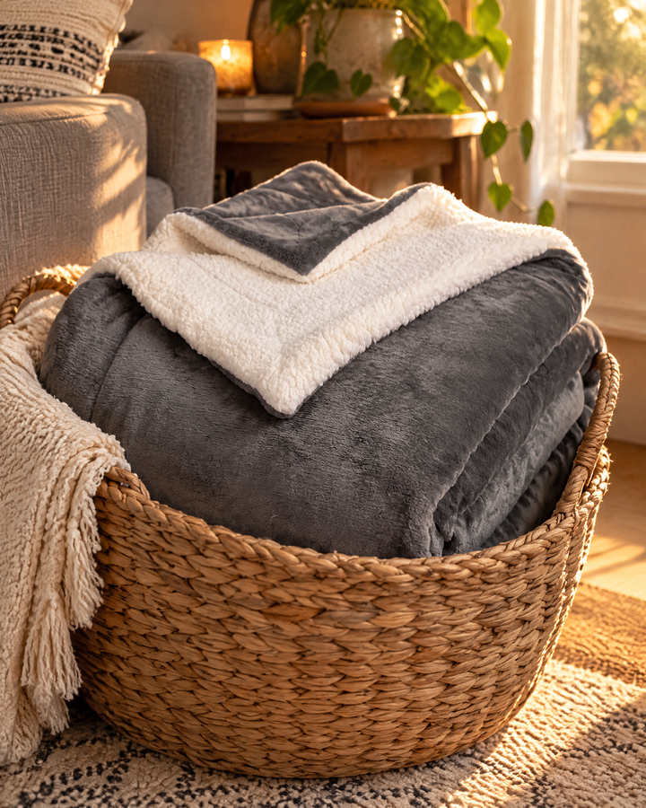 Colverro™ Velvety Fleece and Sherpa Reversible Throw Blanket