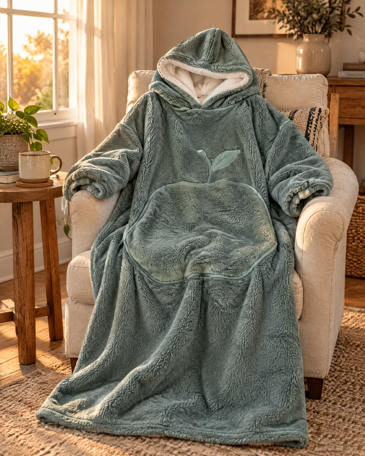 Colverro™ Extra Long Sherpa Blanket Hoodie for Adults with Big Pocket